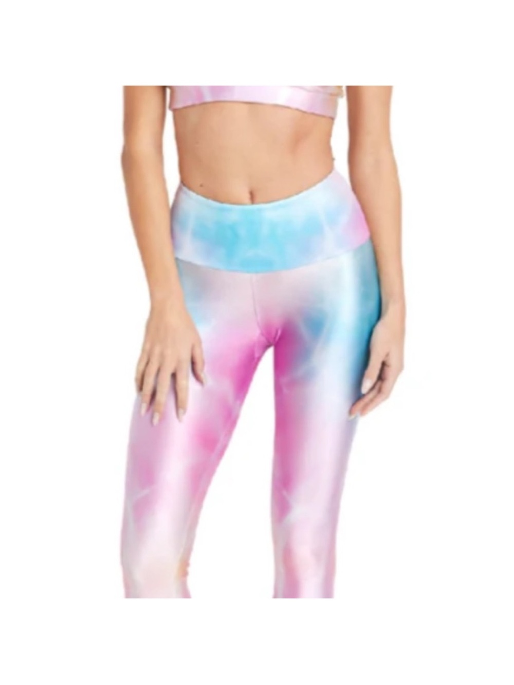 Goldsheep High-Waist Tie-Dye Leggings in Pastel Pink & Blue size medium
